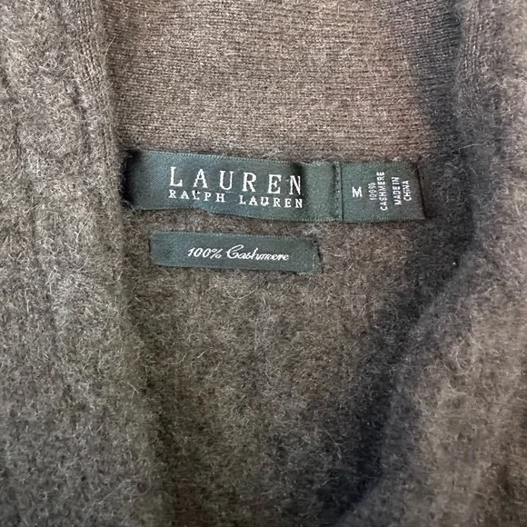 Ralph Lauren Womens Olive Cable-Knit Shawl Collar V-Neck Sweater Size M Heritage - Picture 5 of 9